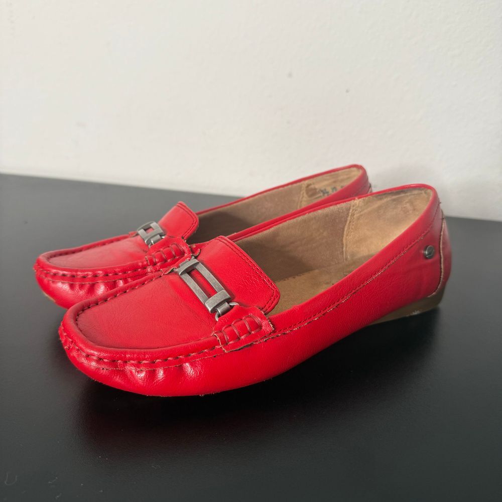 Life Stride Velocity Red Faux Leather Loafers Womens 6.5 Comfort Slip On Shoes‎